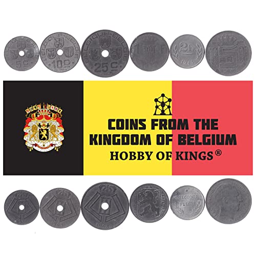 Hobby of Kings 6 Coins Set from Belgium | Europe Coin Set Collection 5 10 25 Centimes 1 Franc 2 5 Francs - Allied Occupation Coinage | 1941 - 1947 | Old Collectible Currency Collectors Hobby of Kings 6 Coins Set from Belgium | Europe Coin Set Collection 5 10 25 Centimes 1 Franc 2 5 Francs - Allied Occupation Coinage | 1941 - 1947 | Old Collectible Currency Collectors von Hobby of Kings