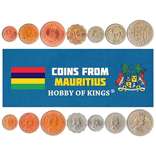 Hobby of Kings 7 Coins from Mauritius | Mauritian Coin Set Collection 1 Cent 2 5 10 Cents ¼ ½ 1 Rupee | Circulated 1953 - 1978 | Lotus | Deer | Queen Elizabeth II | Lily Hobby of Kings 7 Coins from Mauritius | Mauritian Coin Set Collection 1 Cent 2 5 10 Cents ¼ ½ 1 Rupee | Circulated 1953 - 1978 | Lotus | Deer | Queen Elizabeth II | Lily von Hobby of Kings