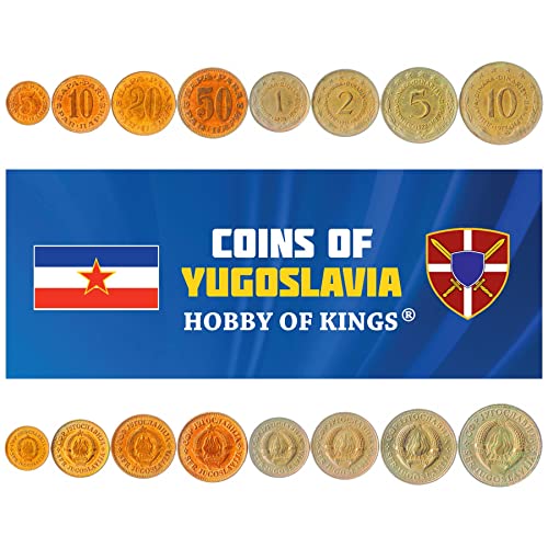 Hobby of Kings 8 Coins from Yugoslavia | Yugoslav Coin Set Collection 5 10 20 50 para 1 2 5 10 Dinara | Circulated 1965-1981 | Flame | Star von Hobby of Kings