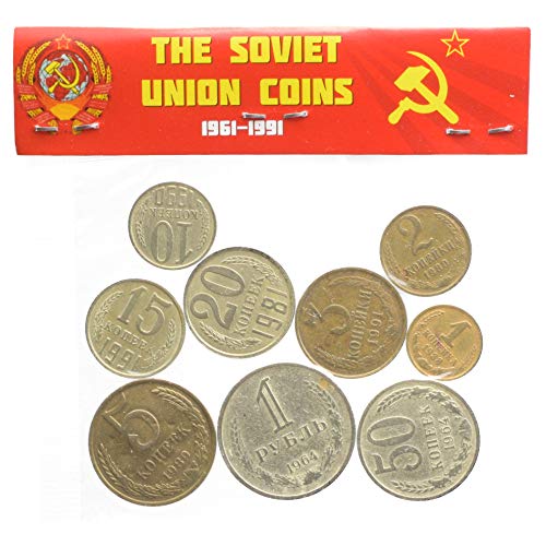 Hobby of Kings Voll Münzen Set: Soviet UDSSR 9 Münzen: 8 KOPEKEN und 1 Rubel-Münze. Sowjetischen russischen 1961-1991 CCCP Münzen, Sowjetunion Geld von Hobby of Kings