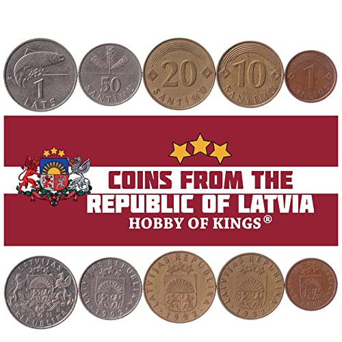 Lettland 5 gemischte Münzen | 1 Santims bis 50 Santimu | Lettische Währung seit 1992 von Hobby of Kings
