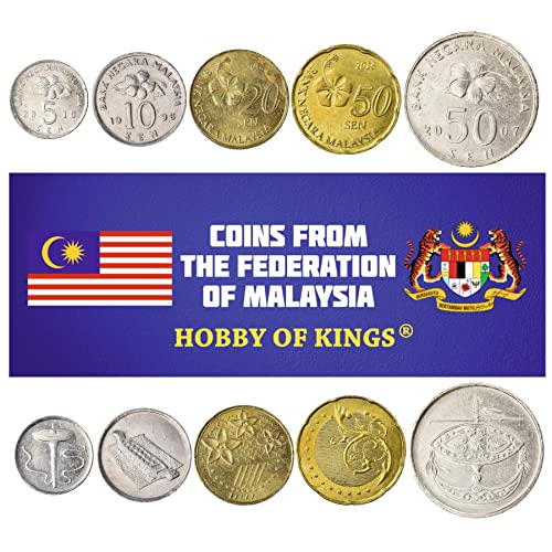 Malaysia 5 gemischte Münzen | 1 Sen bis 50 Sen | Malaysische Währung seit 1967 von Hobby of Kings