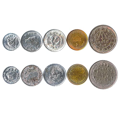 Nepal 5 gemischte Münzen | 1 Paisa zu 1 Rupie | Nepali Währung seit 1966 von Hobby of Kings