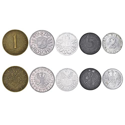 Österreich 5 gemischte Münzen | 1 Groschen zu 1 Schilling | Österreichische Währung seit 1946 Österreich 5 gemischte Münzen | 1 Groschen zu 1 Schilling | Österreichische Währung seit 1946 von Hobby of Kings