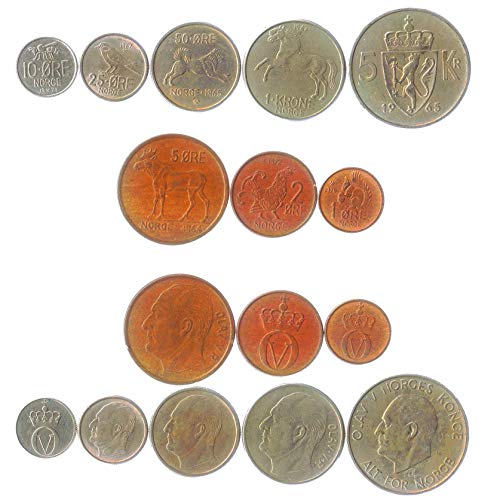 Set Mit 8 Münzen Aus Norwegen. 5 Erz - 5 Kroner. 1958-1973. Altes Norwegisches Geld Set Mit 8 Münzen Aus Norwegen. 5 Erz - 5 Kroner. 1958-1973. Altes Norwegisches Geld von Hobby of Kings