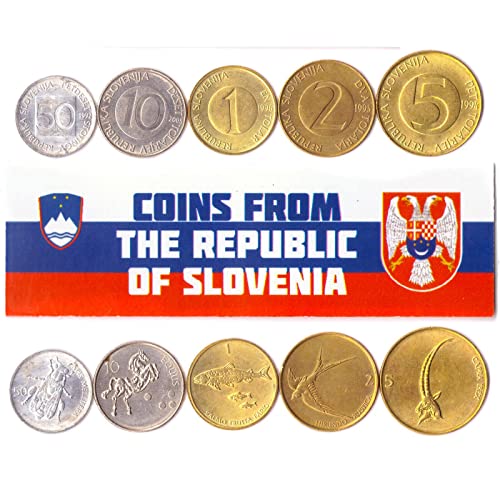 Slowenien 5 gemischte Münzen | 10 Stotinov bis 5 Tolarjev | Slowenische Währung seit 1991 von Hobby of Kings