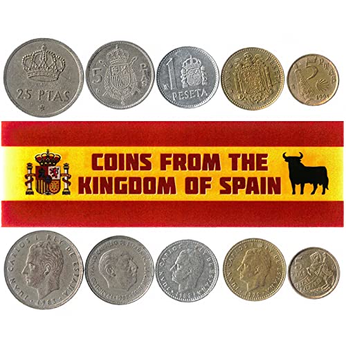 Spanien 5 gemischte Münzen | 1 Centimos bis 25 Peseten | Spanische Währung seit 1975 von Hobby of Kings
