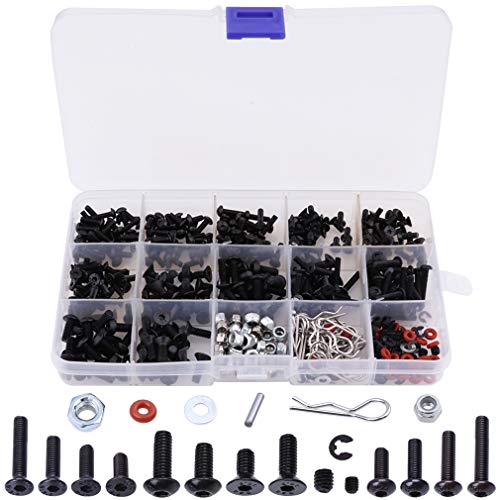 Hobbypark 500 Stück Universal RC Schrauben-Kit Schrauben Sortiment Set, Hardware Befestigungen für Traxxas Axial Redcat HPI Arrma Losi 1/8 1/10 1/12 1/16 Maßstab RC Cars LKW Crawler von HobbyPark