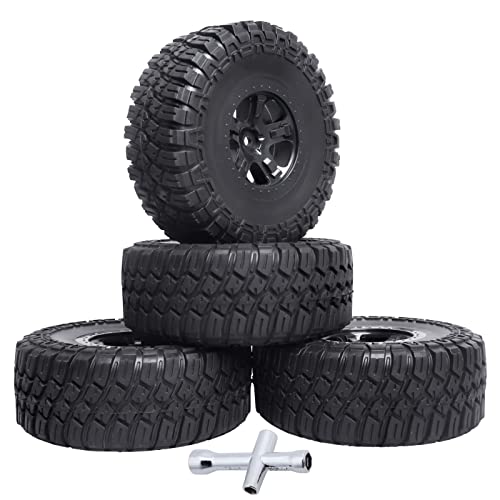 Hobbyfire 1/10 Short Course Truck-Reifen und Felgen, 12 mm, Sechskant, mit Schaumstoffeinlagen für jedes Gelände, 4er-Set (Stil B) von Hobbyfire