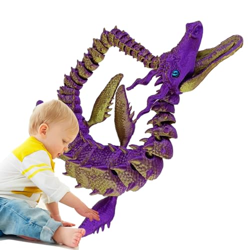 Hobngmuc 3D-Druck-Drache, 3D-Drachen-Zappelspielzeug | 3D-Drachen mit flexiblen Gelenken - Voll beweglicher Drache, Chefschreibtischspielzeug, Zappeldrache für Kinder und Erwachsene von Hobngmuc
