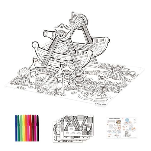 Hobngmuc 3D-Puzzle für Kinder, 3D-Graffiti-Puzzle - 3D-Papp-Graffiti-Puzzle Vergnügungspark-Thema,DIY-Kunstbedarf, innovatives interaktives Frühentwicklungsspielzeug für Jungen, Mädchen, Kinder im von Hobngmuc
