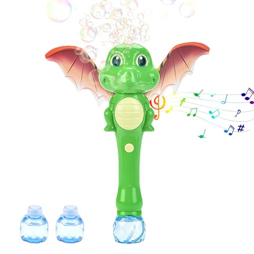 Hobngmuc Blasengebläse-Spielzeug, Cartoon-Blasenstäbe - Dinosaurier-Themen-Blasenstab, Seifenblasen-Spielzeug | Partygeschenke mit Flügeln, Musik und Licht, Sommerunterhaltung für draußen von Hobngmuc
