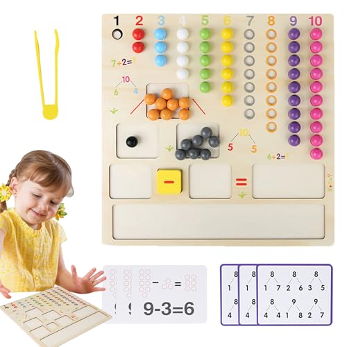 Hobngmuc Clip Beads -Spiel, Brett -Perlenspiel | Bildungsspiel,Mit Clip hölzernen farbenfrohe arithmetische Zerlegung interaktiver Sortieren für Erwachsene Klassenroo von Hobngmuc