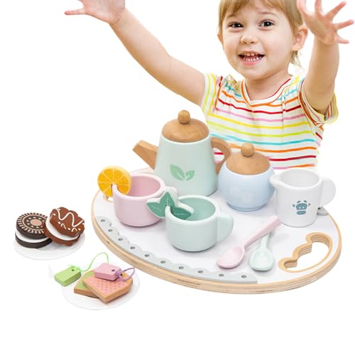 Hobngmuc Holz-Tee-Set, Spielzeug-Tee-Set | Teeparty-Set aus Holz für Kinder | Holzspiel-Essensset für kleine Mädchen und , Küchenspielset, Rollenspielspielzeug zum Erlernen von Rollenspielen Hobngmuc Holz-Tee-Set, Spielzeug-Tee-Set | Teeparty-Set aus Holz für Kinder | Holzspiel-Essensset für kleine Mädchen und , Küchenspielset, Rollenspielspielzeug zum Erlernen von Rollenspielen von Hobngmuc