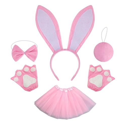 Hobngmuc Kinder Hase Kostüm, Bunte Ohren Stirnband Schleife Krawatten Schwanz Set, Niedliches Häschen Stirnband Zubehör, Partyzubehör Für Osterkostüm Hobngmuc Kinder Hase Kostüm, Bunte Ohren Stirnband Schleife Krawatten Schwanz Set, Niedliches Häschen Stirnband Zubehör, Partyzubehör Für Osterkostüm von Hobngmuc