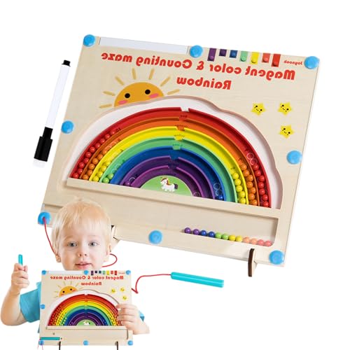 Hobngmuc Magnetisches Farben-Und-Zählen-Labyrinth - Puzzlebrett Für Farbzuordnung Und Zählen - Regenbogenfarbenes Design Lernspielzeug Für Und Mädchen Ab DREI Jahren Feinmotorik Spiel von Hobngmuc
