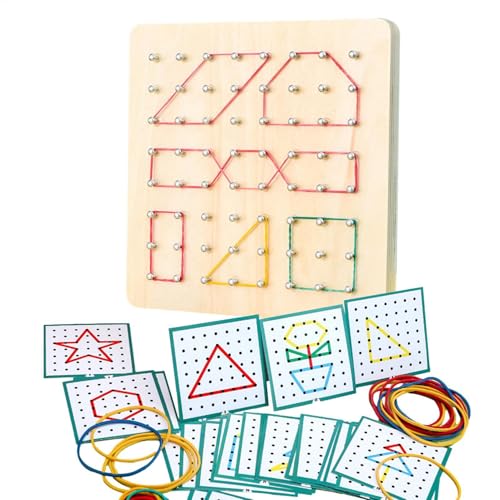 Hobngmuc Mathematisches Spielzeug Für Kinder, höIzernes Geobrett Mit Gummibändern, Grafische Mathe Muster Blöcke Geo Board, Mathe Lernspiele Aus hoIz, Frühkindliches Lernspielzeug Für Kinder von Hobngmuc