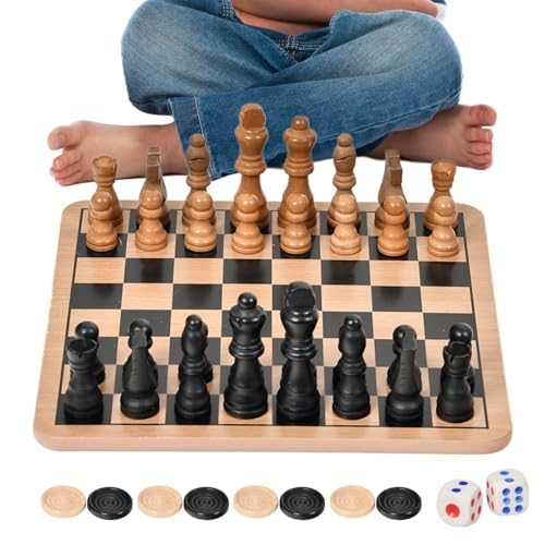Hobngmuc Schachspiel Aus Holz, Schach Und Dame Spiel, Unterhaltsames Spielgesellschaftsspiel Doppelseitiges Holzbrett Für Familienspaß Draußen Zuhause Reisen Hobngmuc Schachspiel Aus Holz, Schach Und Dame Spiel, Unterhaltsames Spielgesellschaftsspiel Doppelseitiges Holzbrett Für Familienspaß Draußen Zuhause Reisen von Hobngmuc