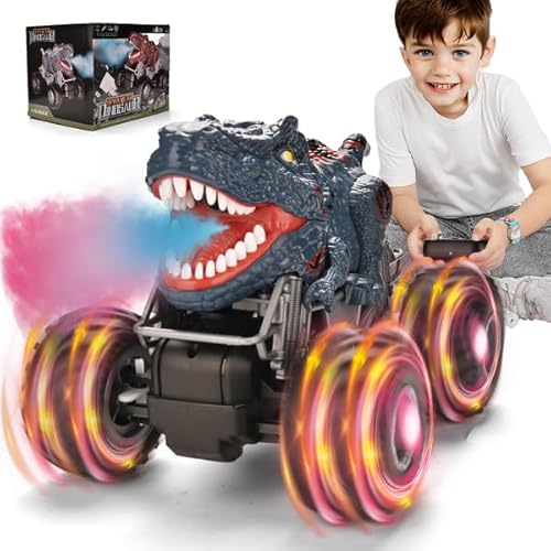 Hodlvant Monstertruck Ferngesteuerts Auto ab 3 4 5 6 7 Jahre, Dinosaurier Spielzeug, RC Auto Monster Truck Ferngesteuert Dino Spielzeug,Musik,Led-Lichter,Outdoor Geburtstag für Jungen (Blau) von Hodlvant