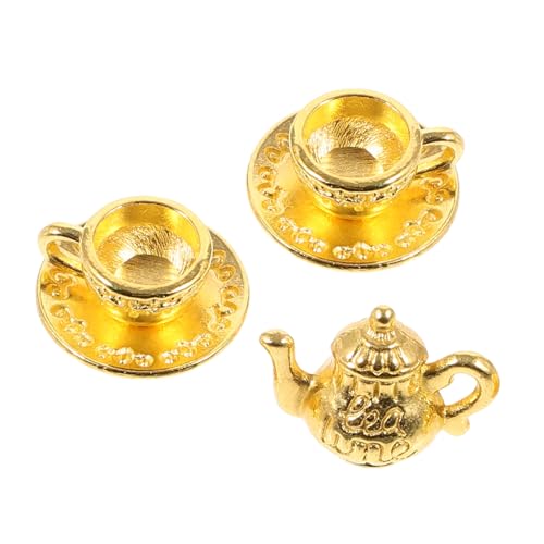 Hoement Miniatur Metall Teeservice Set Goldfarben Miniatur und Tasse Puppenhaus Zubehör Mikro Dekoration für DIY und Display Hoement Miniatur Metall Teeservice Set Goldfarben Miniatur und Tasse Puppenhaus Zubehör Mikro Dekoration für DIY und Display von Hoement