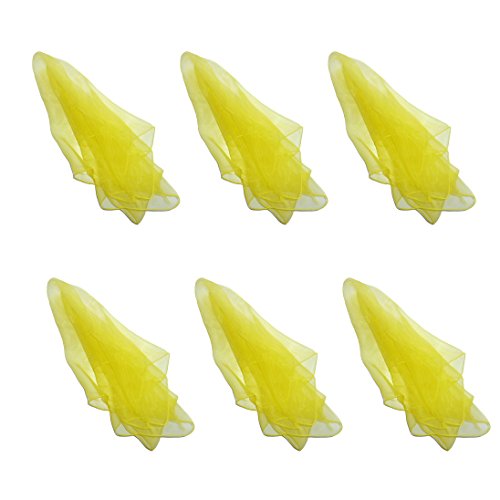 Hoerev Kleine Packung mit 6 Juggling (Tanz) Schals 60cmx60cm Kleine Floaty Schals für Kleine Leute,6 Gelb von Hoerev