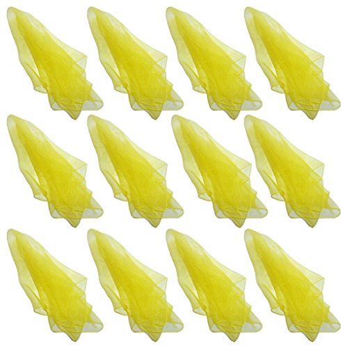 Hoerev Jonglier-Tanzschals 12er-Pack - Mischfarben und einfarbig (ca. 60cm x 60cm),Gelb von Hoerev