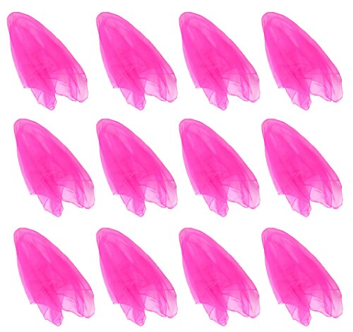 Hoerev Jonglier-Tanzschals 12er-Pack - Mischfarben und einfarbig (ca. 60cm x 60cm),Rosa von Hoerev