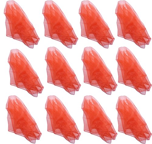 Hoerev Jonglier-Tanzschals 12er-Pack - Mischfarben und einfarbig (ca. 60cm x 60cm),Rot von Hoerev