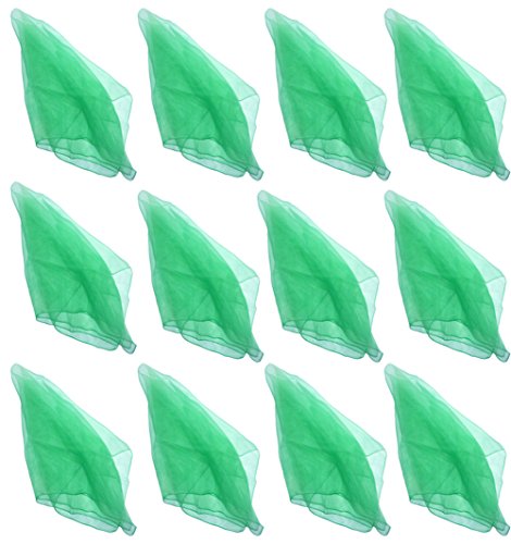 Hoerev Kleine Packung mit 12 Juggling (Tanz) Schals 60cmx60cm Kleine Floaty Schals für Kleine Leute,12 Grün von Hoerev