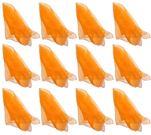 Hoerev Kleine Packung mit 12 Juggling (Tanz) Schals 60cmx60cm Kleine Floaty Schals für Kleine Leute,12 Orange von Hoerev