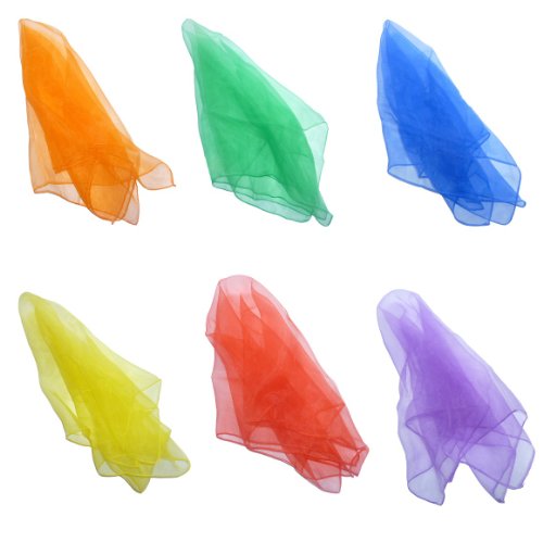 Hoerev Kleine Packung mit 6 Juggling (Tanz) Schals 40cmx40cm Kleine Floaty Schals für Kleine Leute,6 Gemischt von Hoerev