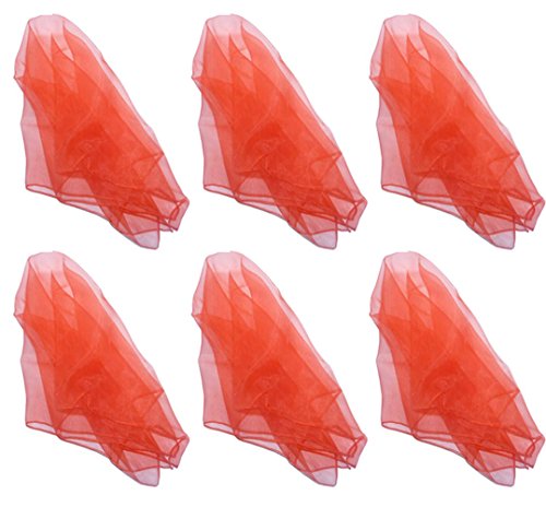 Hoerev Kleine Packung mit 6 Juggling (Tanz) Schals 40cmx40cm Kleine Floaty Schals für Kleine Leute,6 Rot von Hoerev