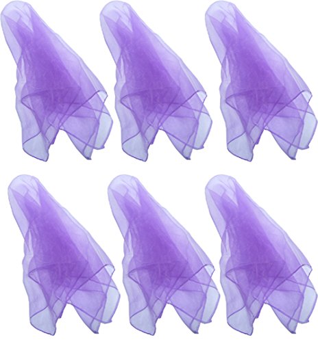 Hoerev Kleine Packung mit 6 Juggling (Tanz) Schals 60cmx60cm Kleine Floaty Schals für Kleine Leute,6 Lila von Hoerev