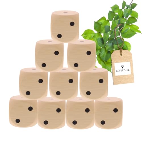 10x HOFMEISTER® Würfel Augenzahlen Holz 3cm - Holzwürfel Kinder Erwachsene Spielen Brettspiel Party Spieleabend Partyspiel, 100% Naturprodukt unbehandelt aus heimischem Buchenholz, 3 x 3 cm von Hofmeister Holzwaren