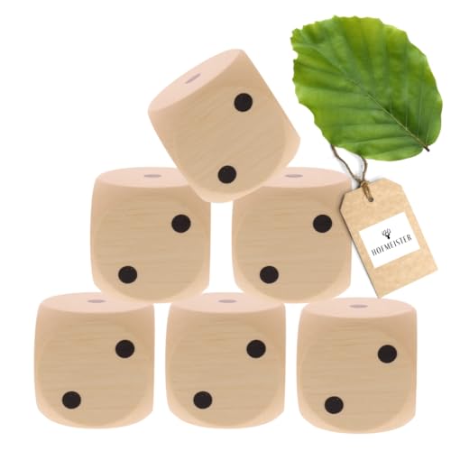 5X HOFMEISTER® Würfel Augenzahlen Holz 3cm - Holzwürfel Kinder Erwachsene Spielen Brettspiel Party Spieleabend Partyspiel, 100% Naturprodukt unbehandelt aus heimischem Buchenholz, 3 x 3 cm von Hofmeister Holzwaren