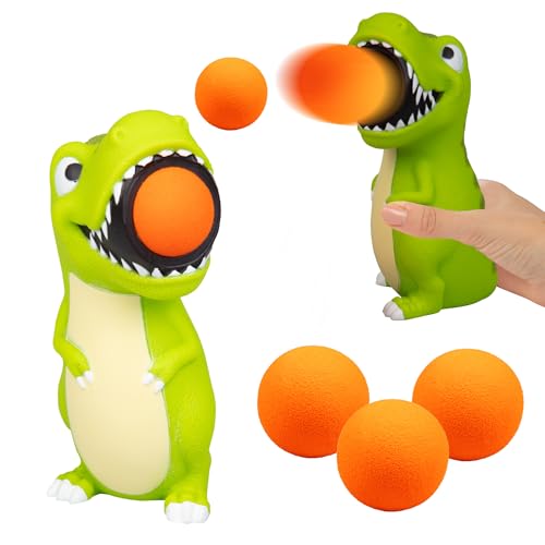 Hog Wild T-Rex Dinosaurier Popper Spielzeug – Schießen Sie Schaumstoffbälle bis zu 6 m – 6 Bälle enthalten – ab 4 Jahren von Hog Wild