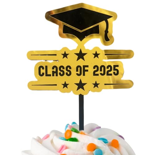 Hogvinnatil 2025 Abschluss Cupcake Toppers - Toppers Für Abschluss Cupcakes | Glücklich Schwarze Und Goldene Appetithäppchen Picks Für Zuhause Klassenzimmer Schule Kinder Kindergarten von Hogvinnatil