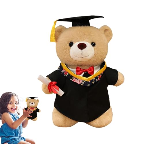 Hogvinnatil Abschlussbärplüschspielzeug, Abschlussbärplüschpuppe,Weicher Gradbär -Stofftier mit Kleidhut | High School Throw Pillow süße Wohnkultur für Schlafzimmer & Kinder von Hogvinnatil
