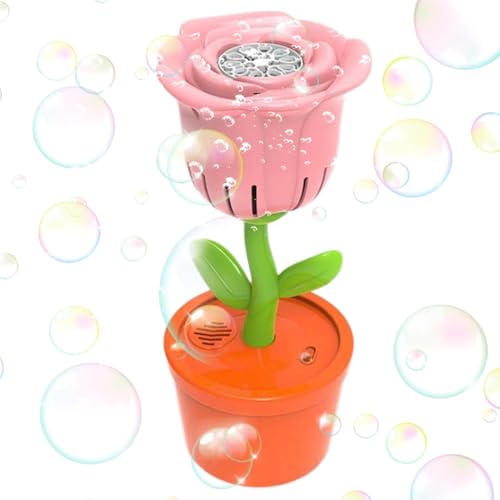 Hogvinnatil Blumenblasenmaschine, Bubble Machine für Kinder - Rosenblumenblasenhersteller Batterie mit farblich ändernden LED -Leuchten,Leckofes süße Outdoor -Spielzeug elektrisch für von Hogvinnatil