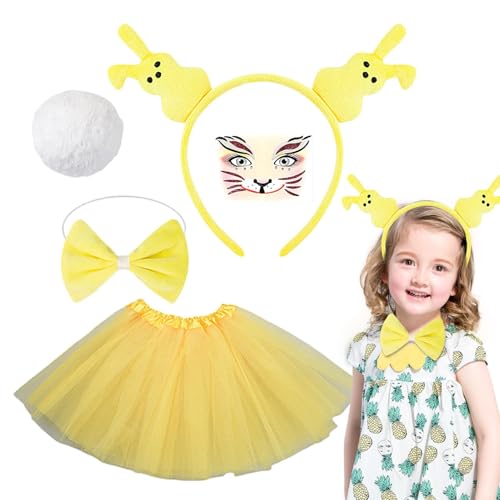 Hogvinnatil Bunny Kostüm Set, Halloween Bunny Kostüm Set,Buntes Dress -up -Set | Lustige Cosplay -Accessoires, entzückende Outfits Requisiten für Frauen, Mädchen von Hogvinnatil