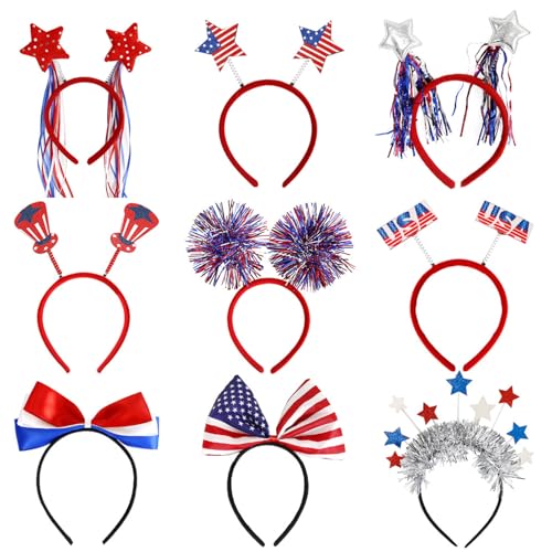 Hogvinnatil Patriotisches Stirnband, Unabhängigkeitstag Stirnband,9x Rot weiß blau patriotische Haardekoration | Parade Hair Hoop, US -Flagge Kopfbedeckung für und Mädchen Hogvinnatil Patriotisches Stirnband, Unabhängigkeitstag Stirnband,9x Rot weiß blau patriotische Haardekoration | Parade Hair Hoop, US -Flagge Kopfbedeckung für und Mädchen von Hogvinnatil