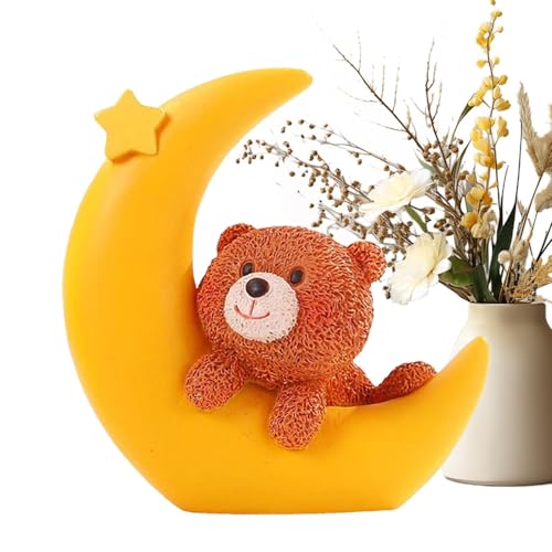 Hogvinnatil - und Mondkuchentopper, Bär schlafen auf Mondkuchen Topper - Desktop -Figuren | ative Tabletop Ornament, Kuchenation Mondbärskulptur für Heimtisch von Hogvinnatil