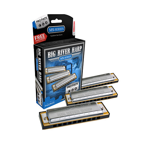 Hohner Big River Harp MS C/G/A Pro Pack Richter-Mundharmonika Hohner Big River Harp MS C/G/A Pro Pack Richter-Mundharmonika von Hohner