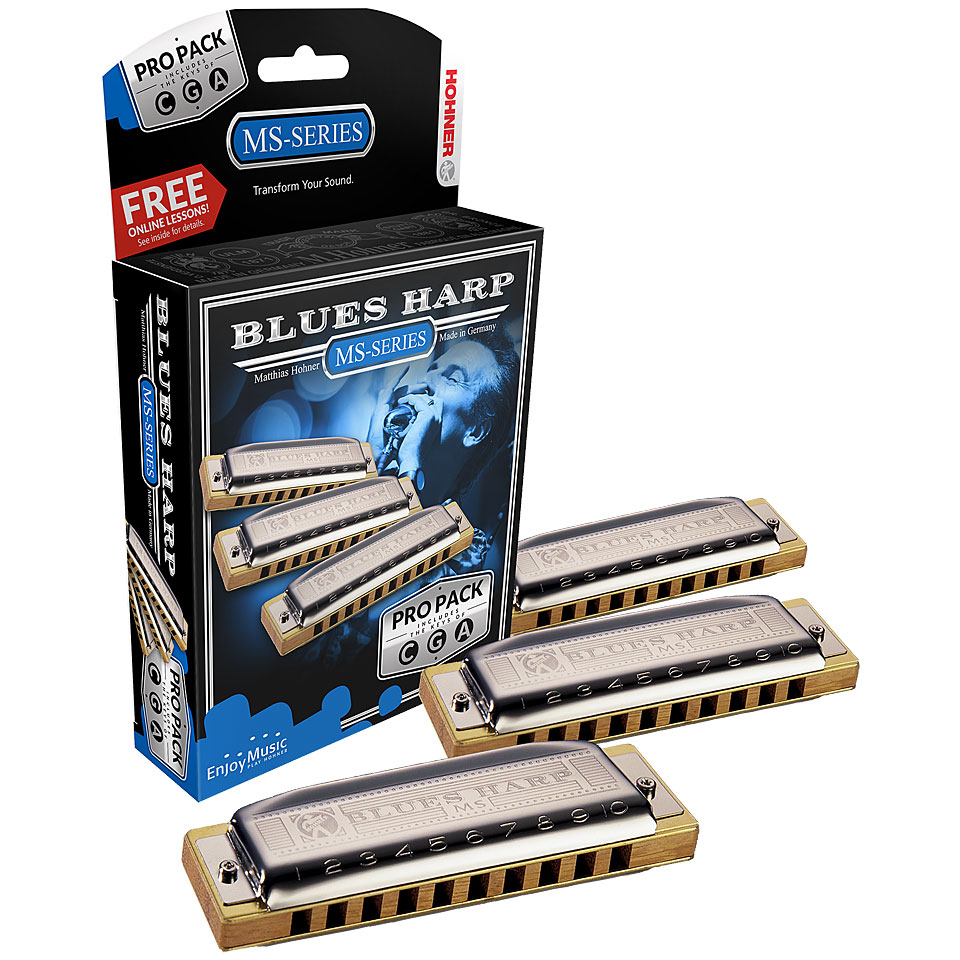 Hohner Blues Harp C/G/A Pro Pack Richter-Mundharmonika von Hohner