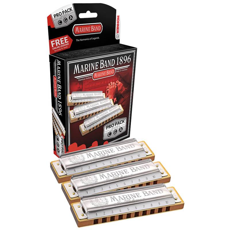 Hohner Marine Band Classic C/G/A Pro Pack Richter-Mundharmonika von Hohner