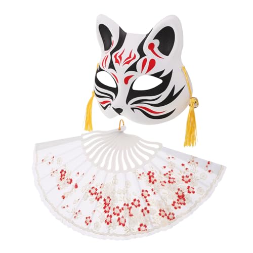 Hohopeti 1 Satz Fuchs Maske mit Fächer Japanische Maskerade Party Requisite Handgefertigte Maske Fächer für Kimono Cosplay Zubehör für Halloween Kostümpartys Hohopeti 1 Satz Fuchs Maske mit Fächer Japanische Maskerade Party Requisite Handgefertigte Maske Fächer für Kimono Cosplay Zubehör für Halloween Kostümpartys von Hohopeti