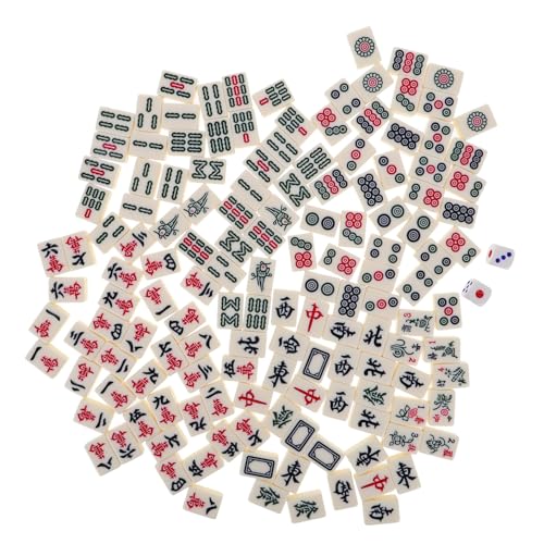 Hohopeti 1 Schachtel Mini Mahjong Set Handgerollte Spielsteine Tragbares Chinesisches Mahjong Reisespiel Kompakt Robust für Familie Freizeit und Unterwegs von Hohopeti