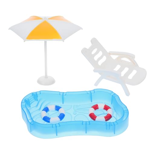 Hohopeti 1 Set Puppenhaus-Schwimmbadzubehör – Miniatur-Schwimmbad- -Strandkorbmodelle für die DIY-Dekoration im Feengarten-Puppenhaus von Hohopeti