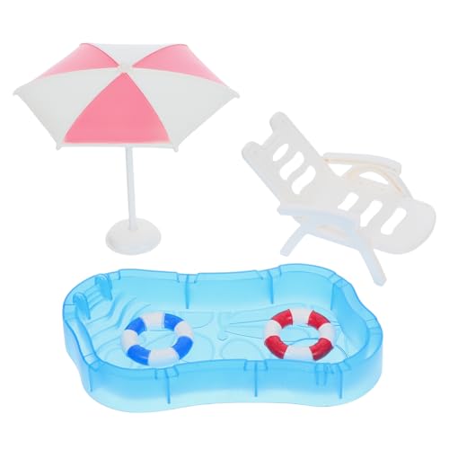Hohopeti 1 Set Puppenhaus-Schwimmbadzubehör – Miniatur-Schwimmbad- -Strandkorbmodelle für die DIY-Dekoration im Feengarten-Puppenhaus von Hohopeti