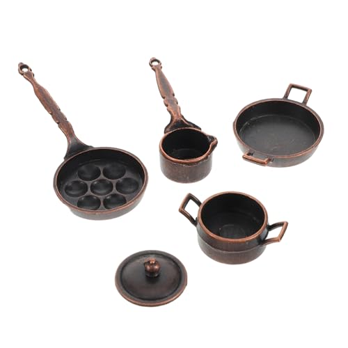 Hohopeti Puppenhaus Miniatur Küchengeschirr Set Maßstab 1/12 Küchengeschirr Metall Topf Pfanne Set Vorgeben Für Jungen Und Mädchen von Hohopeti